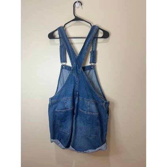 We The Free Free People Sz L Ziggy Shortall Denim Overall Shorts - Picture 3 of 7